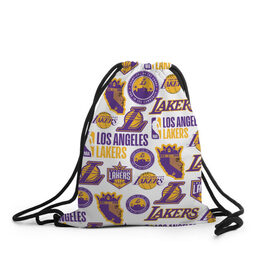 Рюкзак-мешок 3D с принтом LAKERS LOGO в городе Новоалтайск, 100% полиэстер | плотность ткани — 200 г/м2, размер — 35 х 45 см; лямки — толстые шнурки, застежка на шнуровке, без карманов и подкладки | 24 lakers | kobe bryant | lakers | los angeles lakers | баскетбол. | коби брайант | лос анджелес лейкерс | лосанджелес лейкерс