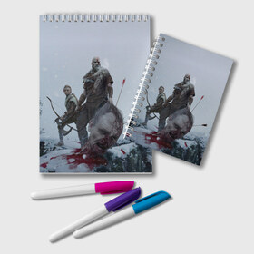 Блокнот с принтом God of War в городе Новоалтайск, 100% бумага | 48 листов, плотность листов — 60 г/м2, плотность картонной обложки — 250 г/м2. Листы скреплены удобной пружинной спиралью. Цвет линий — светло-серый
 | Тематика изображения на принте: armor | atreus | axe | cory barlog | god of war | kratos | loki | nextgen | playstation 5 | ps5 | santa monica studiogames | атрей | бог войны | броня | игры | кори барлог | кратос | локи | некстген | плейстейшен 5 | пс5 | рагнарек | рыцарь | топор
