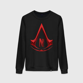Женский свитшот хлопок с принтом Assassins Creed Netflix в городе Новоалтайск, 100% хлопок | прямой крой, круглый вырез, на манжетах и по низу широкая трикотажная резинка  | ac | games | netflix | ubisoft | vikings | викинги | игры | нетфликс | сериалы | юбисофт