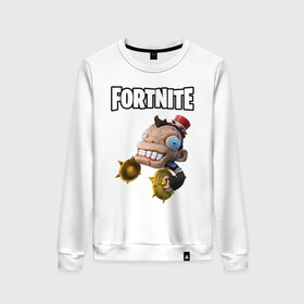 Женский свитшот хлопок с принтом Bobo Fotnite в городе Новоалтайск, 100% хлопок | прямой крой, круглый вырез, на манжетах и по низу широкая трикотажная резинка  | bobo | bobo fortnite | fortnite | fortnite 2020 | fortnite halloween | fortnitemares | fortnitemares 2020 | game fortnite | midas revenge | лого | логотип фортнайт | надпись | фортнайт | фортнайт хэллоуин
