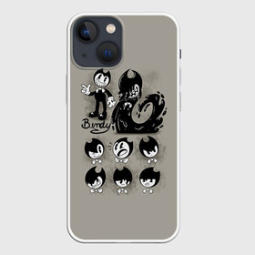 Чехол для iPhone 13 mini с принтом Bendy And The Ink Machine в городе Новоалтайск,  |  | bendy | bendy and the ink machine | бенди | бени | бенни | бэнди | детская | детям | игра | капли | компьютерная игра | краска | машина | подтеки | ужастик | чернила | чернильная