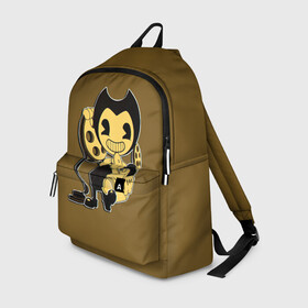 Рюкзак 3D с принтом Bendy And The Ink Machine в городе Новоалтайск, 100% полиэстер | лямки с регулируемой длиной, сверху петелька, чтобы рюкзак можно было повесить на вешалку. Основное отделение закрывается на молнию, как и внешний карман. Внутри два дополнительных кармана, один из которых закрывается на молнию. По бокам два дополнительных кармашка | bendy | bendy and the ink machine | бенди | бени | бенни | бэнди | детская | детям | игра | капли | компьютерная игра | краска | машина | подтеки | ужастик | чернила | чернильная