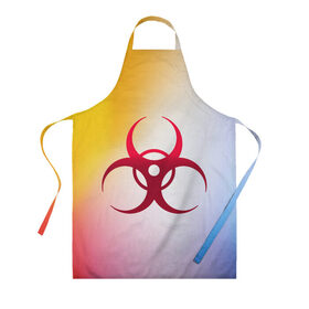 Фартук 3D с принтом Biohazard в городе Новоалтайск, 100% полиэстер | общий размер — 65 х 85 см, ширина нагрудника — 26 см, горловина — 53 см, длина завязок — 54 см, общий обхват в поясе — 173 см. Принт на завязках и на горловине наносится с двух сторон, на основной части фартука — только с внешней стороны | biohazard | ncov2019 | plague inc | virus | вирус | градиент | знак | карантин | ковид | корона | коронавирус | опасность