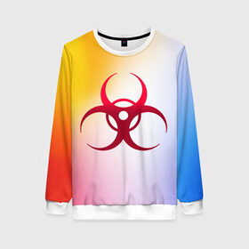 Женский свитшот 3D с принтом Biohazard в городе Новоалтайск, 100% полиэстер с мягким внутренним слоем | круглый вырез горловины, мягкая резинка на манжетах и поясе, свободная посадка по фигуре | biohazard | ncov2019 | plague inc | virus | вирус | градиент | знак | карантин | ковид | корона | коронавирус | опасность