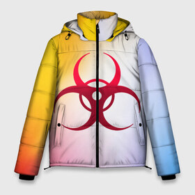 Мужская зимняя куртка 3D с принтом Biohazard в городе Новоалтайск, верх — 100% полиэстер; подкладка — 100% полиэстер; утеплитель — 100% полиэстер | длина ниже бедра, свободный силуэт Оверсайз. Есть воротник-стойка, отстегивающийся капюшон и ветрозащитная планка. 

Боковые карманы с листочкой на кнопках и внутренний карман на молнии. | biohazard | ncov2019 | plague inc | virus | вирус | градиент | знак | карантин | ковид | корона | коронавирус | опасность