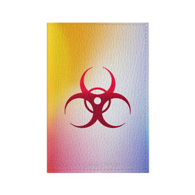 Обложка для паспорта матовая кожа с принтом Biohazard в городе Новоалтайск, натуральная матовая кожа | размер 19,3 х 13,7 см; прозрачные пластиковые крепления | biohazard | ncov2019 | plague inc | virus | вирус | градиент | знак | карантин | ковид | корона | коронавирус | опасность