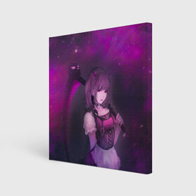 Холст квадратный с принтом Anime girl demon в городе Новоалтайск, 100% ПВХ |  | anime | demon | girl | аниме | девушка | демон | коса | рога