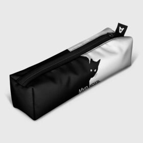 Пенал 3D с принтом Черный кот в городе Новоалтайск, 100% полиэстер | плотная ткань, застежка на молнии | Тематика изображения на принте: буквы | глаза | кот | котик | кошка | минимал | надпись | настроение | простая надпись | текст | черно белое | черный кот | черный фон
