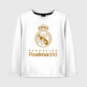 Детский лонгслив хлопок с принтом Real Madrid FC в городе Новоалтайск, 100% хлопок | круглый вырез горловины, полуприлегающий силуэт, длина до линии бедер | barcelona | club | creamy | fc | soccer | spanish | whites | барселона | белые | испанский | клуб | сливочные | фк | футбол | футбольный