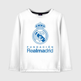Детский лонгслив хлопок с принтом Real Madrid FC в городе Новоалтайск, 100% хлопок | круглый вырез горловины, полуприлегающий силуэт, длина до линии бедер | barcelona | club | creamy | fc | soccer | spanish | whites | барселона | белые | испанский | клуб | сливочные | фк | футбол | футбольный