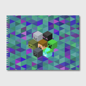 Альбом для рисования с принтом Minecraft в городе Новоалтайск, 100% бумага
 | матовая бумага, плотность 200 мг. | Тематика изображения на принте: creeper | minecraft | блок | игра | крипер | майнкрафт | победитель | приключения