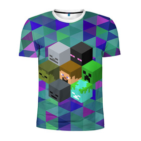 Мужская футболка 3D спортивная с принтом Minecraft в городе Новоалтайск, 100% полиэстер с улучшенными характеристиками | приталенный силуэт, круглая горловина, широкие плечи, сужается к линии бедра | creeper | minecraft | блок | игра | крипер | майнкрафт | победитель | приключения