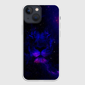 Чехол для iPhone 13 mini с принтом ЗВЕЗДНЫЙ ЛЕВ в городе Новоалтайск,  |  | Тематика изображения на принте: animal | dark | king | lion | star | животные | звезды | звери | космос | лев | неон | силуэт | тьма | ультрафиолет | царь