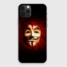 Чехол для iPhone 12 Pro Max с принтом Кровавая маска в городе Новоалтайск, Силикон |  | красный фон | кровь | лицо в крови | маска | маска в крови | популярная маска | розы