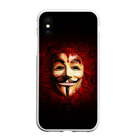Чехол для iPhone XS Max матовый с принтом Кровавая маска в городе Новоалтайск, Силикон | Область печати: задняя сторона чехла, без боковых панелей | красный фон | кровь | лицо в крови | маска | маска в крови | популярная маска | розы