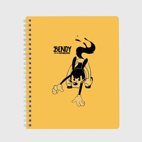 Тетрадь с принтом Bendy And The Ink Machine в городе Новоалтайск, 100% бумага | 48 листов, плотность листов — 60 г/м2, плотность картонной обложки — 250 г/м2. Листы скреплены сбоку удобной пружинной спиралью. Уголки страниц и обложки скругленные. Цвет линий — светло-серый
 | bendy | bendy and the ink machine | бенди | бени | бенни | бэнди | детская | детям | игра | капли | компьютерная игра | краска | машина | подтеки | ужастик | чернила | чернильная