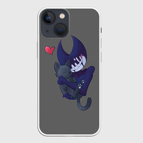 Чехол для iPhone 13 mini с принтом Bendy And The Ink Machine в городе Новоалтайск,  |  | bendy | bendy and the ink machine | бенди | бени | бенни | бэнди | детская | детям | игра | капли | компьютерная игра | краска | машина | подтеки | ужастик | чернила | чернильная