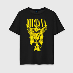 Женская футболка хлопок Oversize с принтом NIRVANA в городе Новоалтайск, 100% хлопок | свободный крой, круглый ворот, спущенный рукав, длина до линии бедер
 | nirvana | nirvana smells like | rock | teen spirit | курт кобейн | нирвана | песни | рок.