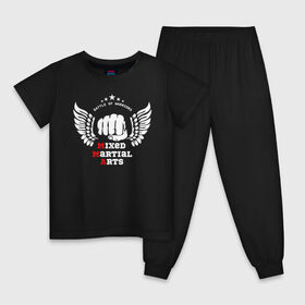 Детская пижама хлопок с принтом MMA в городе Новоалтайск, 100% хлопок |  брюки и футболка прямого кроя, без карманов, на брюках мягкая резинка на поясе и по низу штанин
 | arts | fights | martial | mixed | mma | no rules | sports | wrestling | без правил | боевые | бои | борьба | единоборства | искусства | смешанные | спорт