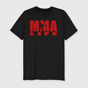 Мужская футболка хлопок Slim с принтом MMA в городе Новоалтайск, 92% хлопок, 8% лайкра | приталенный силуэт, круглый вырез ворота, длина до линии бедра, короткий рукав | arts | fights | martial | mixed | mma | no rules | sports | wrestling | без правил | боевые | бои | борьба | единоборства | искусства | смешанные | спорт