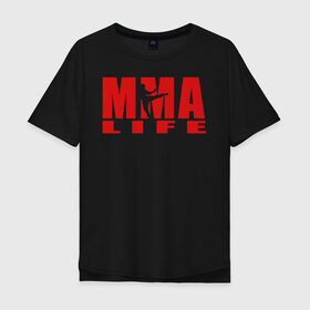 Мужская футболка хлопок Oversize с принтом MMA в городе Новоалтайск, 100% хлопок | свободный крой, круглый ворот, “спинка” длиннее передней части | arts | fights | martial | mixed | mma | no rules | sports | wrestling | без правил | боевые | бои | борьба | единоборства | искусства | смешанные | спорт