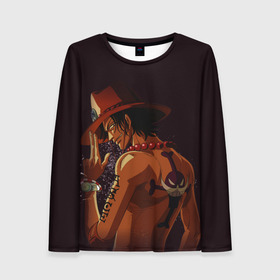 Женский лонгслив 3D с принтом One Piece. Портгас Д. Эйс в городе Новоалтайск, 100% полиэстер | длинные рукава, круглый вырез горловины, полуприлегающий силуэт | one piece | аниме | обезьяна д. луффи | портгас д. эйс | туз | эйс огненный кулак