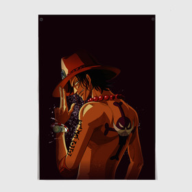 Постер с принтом One Piece. Портгас Д. Эйс в городе Новоалтайск, 100% бумага
 | бумага, плотность 150 мг. Матовая, но за счет высокого коэффициента гладкости имеет небольшой блеск и дает на свету блики, но в отличии от глянцевой бумаги не покрыта лаком | one piece | аниме | обезьяна д. луффи | портгас д. эйс | туз | эйс огненный кулак