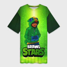 Платье-футболка 3D с принтом Brawl Stars Leon в городе Новоалтайск,  |  | Тематика изображения на принте: anime | brawl | brawl stars | brawlstars | brawl_stars | leon | lion. леон | panny | аниме | бравл | бравлстарс | девочка | девушка | лион | манга