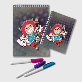Блокнот с принтом One Piece Тони Чоппер в городе Новоалтайск, 100% бумага | 48 листов, плотность листов — 60 г/м2, плотность картонной обложки — 250 г/м2. Листы скреплены удобной пружинной спиралью. Цвет линий — светло-серый
 | Тематика изображения на принте: 