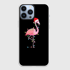 Чехол для iPhone 13 Pro Max с принтом Новогодний Фламинго в городе Новоалтайск,  |  | Тематика изображения на принте: 2021 | гирлянда | год быка | дед мороз | новогодний | новогодняя | новый год | птица | рождество | розовый фламинго | с новым годом | фламинго