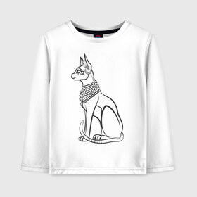 Детский лонгслив хлопок с принтом Кот в городе Новоалтайск, 100% хлопок | круглый вырез горловины, полуприлегающий силуэт, длина до линии бедер | египет | кот | кошка | свинкс | фараон
