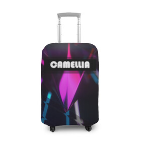 Чехол для чемодана 3D с принтом CAMELLIA в городе Новоалтайск, 86% полиэфир, 14% спандекс | двустороннее нанесение принта, прорези для ручек и колес | абстракция | геометрия | неоновый огонь | неоновый полосы | неоновый свет