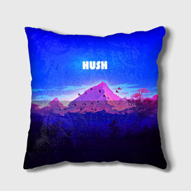 Подушка 3D с принтом HUSH в городе Новоалтайск, наволочка – 100% полиэстер, наполнитель – холлофайбер (легкий наполнитель, не вызывает аллергию). | состоит из подушки и наволочки. Наволочка на молнии, легко снимается для стирки | Тематика изображения на принте: голубое небо | горы | долина | закат | нарисованные горы | облака | природа | птицы | рассвет | тропики
