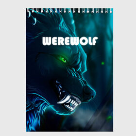 Скетчбук с принтом WAREWOLF в городе Новоалтайск, 100% бумага
 | 48 листов, плотность листов — 100 г/м2, плотность картонной обложки — 250 г/м2. Листы скреплены сверху удобной пружинной спиралью | глаза волка | зеленые глаза | злой зверь | неоновые глаза | оборотень | оскал волка | оскал оборотня