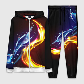 Женский костюм 3D с принтом ОГОНЬ И ВОДА в городе Новоалтайск,  |  | Тематика изображения на принте: битва огней | брызги | вода | капли | огонь | пламя | пожар