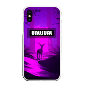 Чехол для iPhone XS Max матовый с принтом UNUSUAL в городе Новоалтайск, Силикон | Область печати: задняя сторона чехла, без боковых панелей | Тематика изображения на принте: деревья | неоновая надпись | неоновый лес | неоновый свет | ночное небо | ночной лес | олень | природа