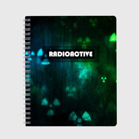 Тетрадь с принтом RADIOACTIVE в городе Новоалтайск, 100% бумага | 48 листов, плотность листов — 60 г/м2, плотность картонной обложки — 250 г/м2. Листы скреплены сбоку удобной пружинной спиралью. Уголки страниц и обложки скругленные. Цвет линий — светло-серый
 | Тематика изображения на принте: значок радиации | металл текстура | метро | радиация | сталкер