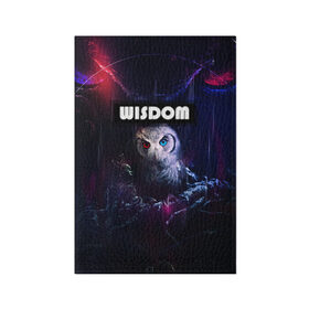 Обложка для паспорта матовая кожа с принтом WISDOM в городе Новоалтайск, натуральная матовая кожа | размер 19,3 х 13,7 см; прозрачные пластиковые крепления | Тематика изображения на принте: глаза животного | глаза разного цвета | мудрая сова | неоновые глаза | пафосная надпись | перья | птица | сова | филин