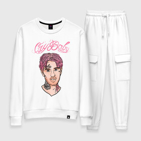 Женский костюм хлопок с принтом LIL PEEP в городе Новоалтайск, 100% хлопок | на свитшоте круглая горловина, мягкая резинка по низу. Брюки заужены к низу, на них два вида карманов: два 