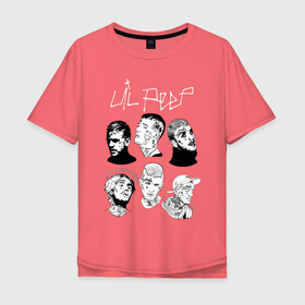 Мужская футболка хлопок Oversize с принтом LIL PEEP в городе Новоалтайск, 100% хлопок | свободный крой, круглый ворот, “спинка” длиннее передней части | lil peep | rap. | легенда | лил пип | лил пип песни | лила пипа | музыка | реп