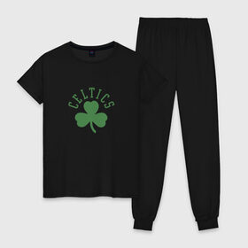 Женская пижама хлопок с принтом Boston Celtics в городе Новоалтайск, 100% хлопок | брюки и футболка прямого кроя, без карманов, на брюках мягкая резинка на поясе и по низу штанин | boston | boston celtics | celtics | nba | баскетбол | бостон | бостон селтикс | нба | селтикс