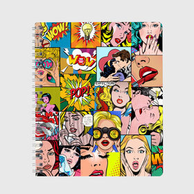 Тетрадь с принтом Pop Art в городе Новоалтайск, 100% бумага | 48 листов, плотность листов — 60 г/м2, плотность картонной обложки — 250 г/м2. Листы скреплены сбоку удобной пружинной спиралью. Уголки страниц и обложки скругленные. Цвет линий — светло-серый
 | Тематика изображения на принте: pop art | wow | девушки | искусство | поп арт | стиль