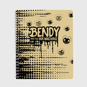 Тетрадь с принтом BENDY AND THE INK MACHINE. в городе Новоалтайск, 100% бумага | 48 листов, плотность листов — 60 г/м2, плотность картонной обложки — 250 г/м2. Листы скреплены сбоку удобной пружинной спиралью. Уголки страниц и обложки скругленные. Цвет линий — светло-серый
 | bendy | bendy and the ink machine | бенди | бенди и чернильная машина | большие чудеса | взлёты и падения | движущиеся картинки | последняя бобина | старая песня