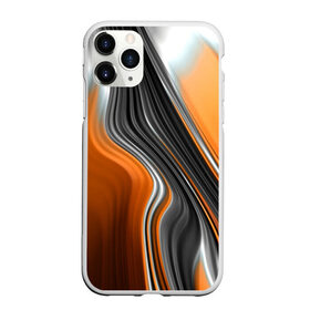 Чехол для iPhone 11 Pro Max матовый с принтом абстрация в городе Новоалтайск, Силикон |  | Тематика изображения на принте: абстракция | белое | волны | оранжевое | полосы | серое | узор | черное