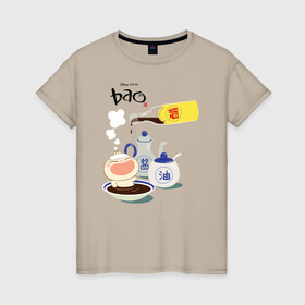 Женская футболка хлопок с принтом Bao в городе Новоалтайск, 100% хлопок | прямой крой, круглый вырез горловины, длина до линии бедер, слегка спущенное плечо | bao | pixar | vdzabma | бао | пиксар