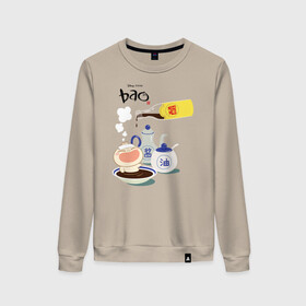 Женский свитшот хлопок с принтом Bao в городе Новоалтайск, 100% хлопок | прямой крой, круглый вырез, на манжетах и по низу широкая трикотажная резинка  | bao | pixar | vdzabma | бао | пиксар