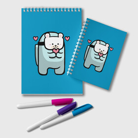 Блокнот с принтом Nyan Cat (Among Us) в городе Новоалтайск, 100% бумага | 48 листов, плотность листов — 60 г/м2, плотность картонной обложки — 250 г/м2. Листы скреплены удобной пружинной спиралью. Цвет линий — светло-серый
 | Тематика изображения на принте: among | among us | cat | cats | crewmate | game | impistor | nyan | space | us | vote | выживший | игра | космос | кот | котейка | котэ | кошка | кэт | невиновный | нян | предатель | самозванец | сердечки | сердечко | сердца | сердце