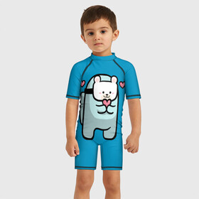 Детский купальный костюм 3D с принтом Nyan Cat (Among Us) в городе Новоалтайск, Полиэстер 85%, Спандекс 15% | застежка на молнии на спине | among | among us | cat | cats | crewmate | game | impistor | nyan | space | us | vote | выживший | игра | космос | кот | котейка | котэ | кошка | кэт | невиновный | нян | предатель | самозванец | сердечки | сердечко | сердца | сердце
