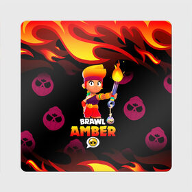 Магнит виниловый Квадрат с принтом BRAWL STARS AMBER. в городе Новоалтайск, полимерный материал с магнитным слоем | размер 9*9 см, закругленные углы | Тематика изображения на принте: 8 bit | amber | brawl stars | colette | crow | gale | leon | max | mecha | mecha crow | mr.p | sally leon | shark | tara | virus 8 bit | werewolf leon | акула | амбер | берли | бравл старс | ворон | коллет | макс | оборотень