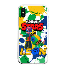 Чехол для iPhone XS Max матовый с принтом BRAWL STARS LEON. в городе Новоалтайск, Силикон | Область печати: задняя сторона чехла, без боковых панелей | 8 bit | brawl stars | colette | crow | gale | leon | max | mecha | mecha crow | mr.p | sally leon | shark | tara | virus 8 bit | werewolf leon | акула | берли | бравл старс | ворон | коллет | макс | оборотень